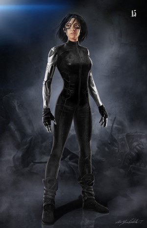 Alita Cyborg in Black Leather Armor