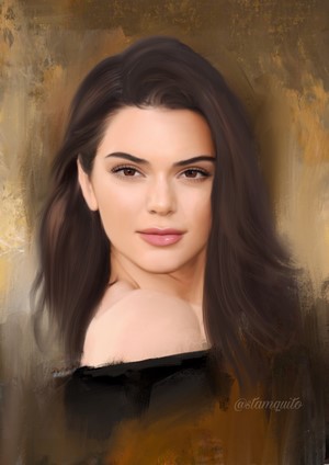 Portrait of Kendall Jenner with Long Hair