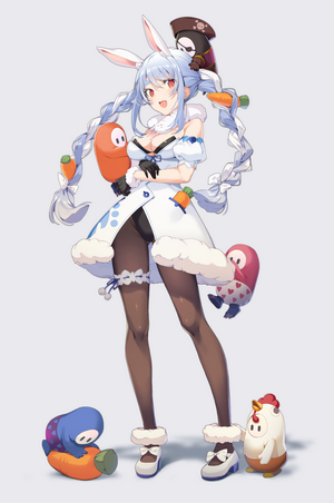 Usada Pekora from Hololive with Fall Guys characters