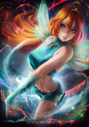 Bloom from Winx Club with magical energy