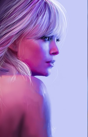 Fan art of Charlize Theron with blonde hair