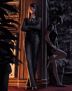 Two women in suits and dresses by GUWEIZ