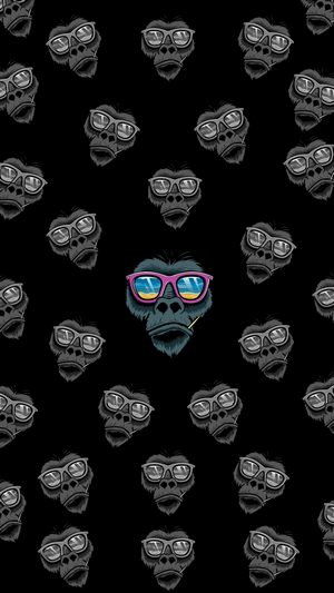 Gorilla wearing sunglasses and smoking