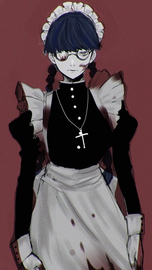 Roberta from Black Lagoon, maid outfit, blood