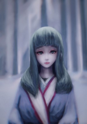 Fantasy girl with long hair in a forest