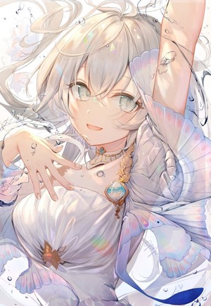 Anime girl with ash blonde hair and gray eyes