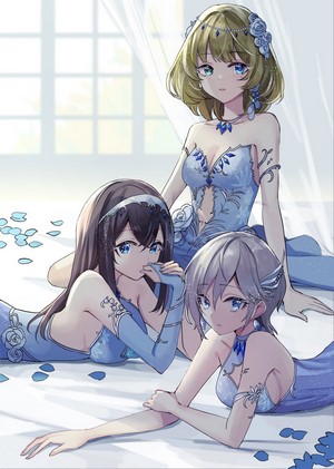 Anime girls in blue dresses