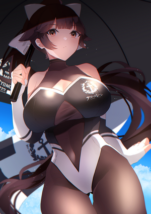Takao from Azur Lane holding an umbrella