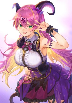 Mano Aloe from Hololive with pink and yellow hair