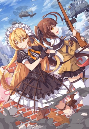 M14 and PPK from Girls Frontline in a ruined city