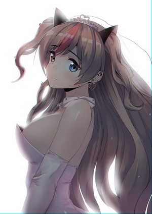 Anime girl with heterochromia and cat ears