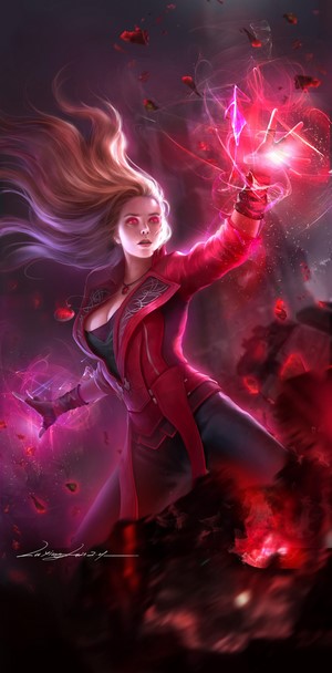 Scarlet Witch from Marvel Comics using magic