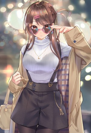 Anime girl with heart sunglasses