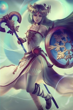 Palutena Fantasy Art with Shield and Staff