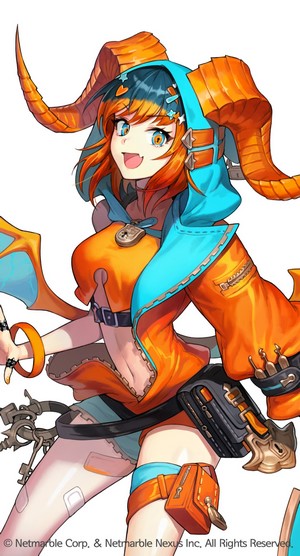 Dragon Girl with Orange and Blue Outfit