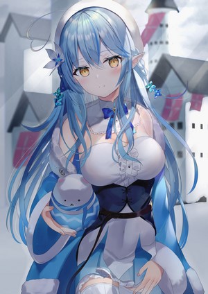 Yukihana Lamy from Hololive holding a plush toy