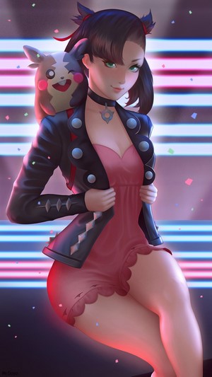 Marnie from Pokémon with Morpeko