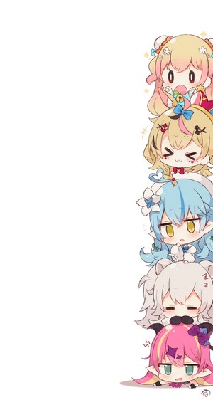 Chibi anime girls stacked vertically, Hololive