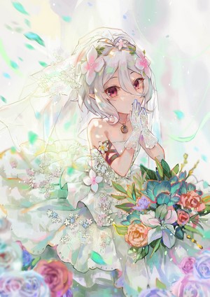 Kokkoro from Princess Connect Re:Dive in a wedding dress