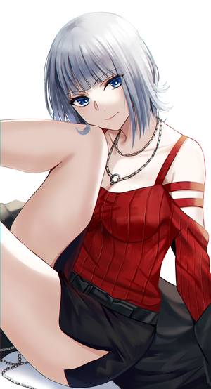 Anime girl with silver hair and blue eyes
