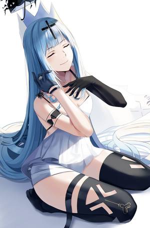 Champagne from Azur Lane with blue hair