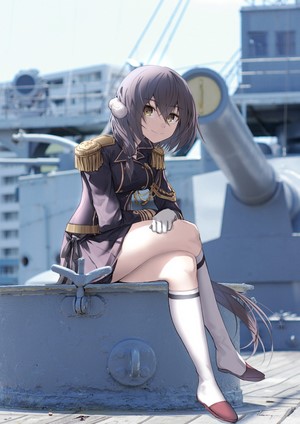 Mikasa from Azur Lane sitting on a ship