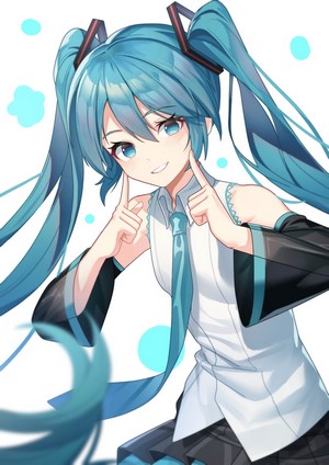 Hatsune Miku Smiling Portrait with Blue Hair
