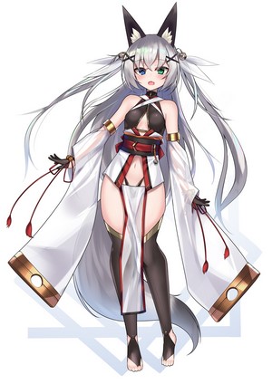 Anime girl with fox ears and silver hair