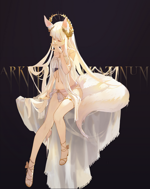 Platinum from Arknights in a bikini