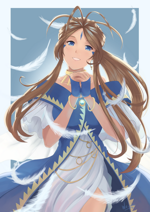 Belldandy from Ah! My Goddess! with feathers