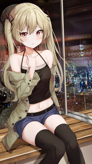 Apple Ringo Blonde Anime Girl in Night City