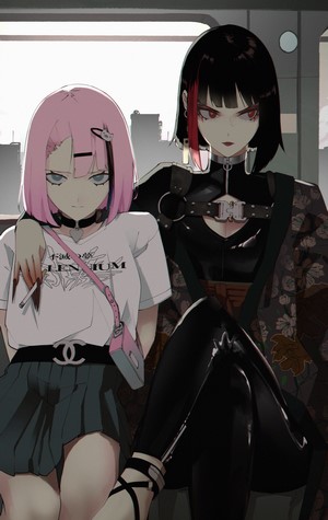 Two original anime girls, Vinne