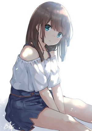 Anime girl with brown hair and blue eyes