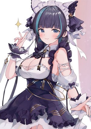 Cheshire from Azur Lane in a maid outfit