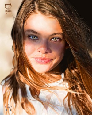 Realistic digital art portrait of a smiling girl