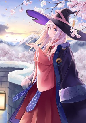 Elaina from Majo no Tabitabi Among Cherry Blossoms