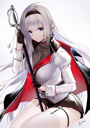 Mainz from Azur Lane holding a sword