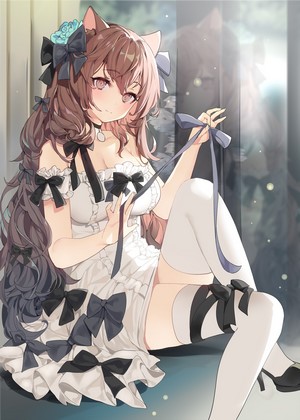 Anime girl with cat ears and brown hair