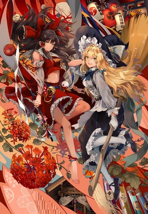Hakurei Reimu and Kirisame Marisa from Touhou