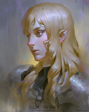 Flora from Claymore, female warrior with blond hair and armor