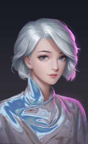 Portrait of a fantasy girl with silver hair