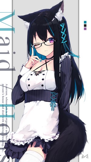 Maid with glasses and cat ears