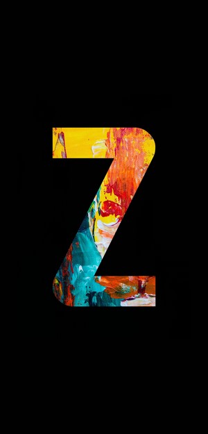 Letter Z with abstract colorful paint strokes