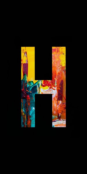 Abstract letter H with colorful paint strokes