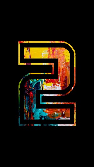 Abstract number 2 with colorful paint strokes