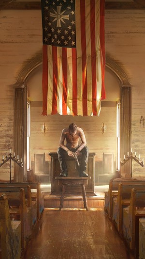 Joseph Seed from Far Cry 5 in a Church