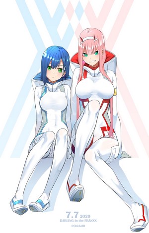 Zero Two and Ichigo from Darling in the FranXX