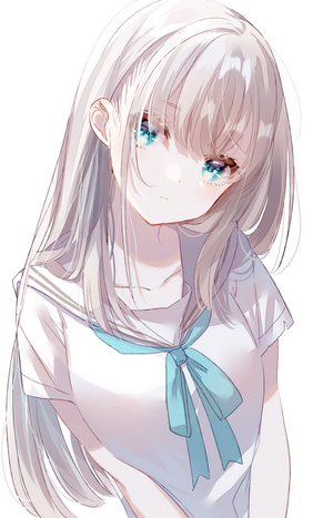Misumi in School Uniform with Silver Hair