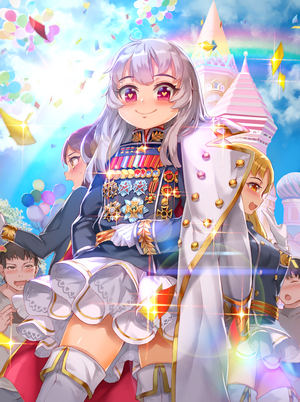 Girl in military uniform with medals