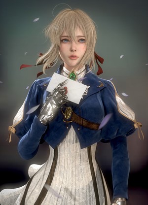 Violet Evergarden holding a letter